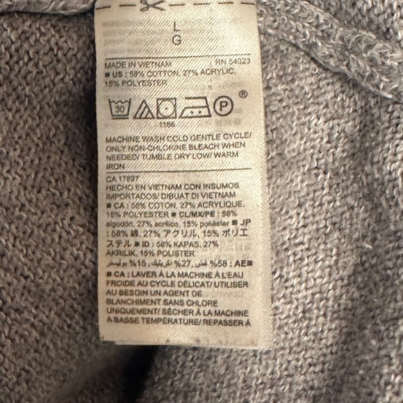 OLD NAVY Gray V-Neck Sweater L Marled Cotton Minimalist Quiet Luxury Casual Chic - Picture 7 of 9